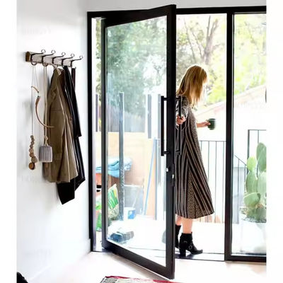 4-12mm Double Glazing Aluminum Pivot Door with Clear Glass and Stainless Steel Screen Netting Material
