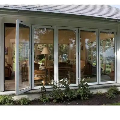 Heavy Duty White Frame Aluminum Glass Bifolding Patio Sliding Door