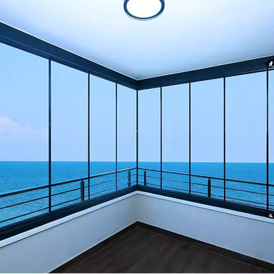 Framless Sliding Folding Tempered Glass Door Curtain, Balcony Partition Door