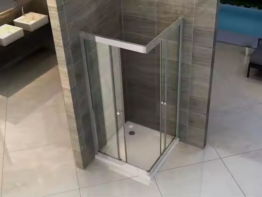 Side Sliding Glass Partition for Bathroom Aluminum Glass Stainless Steel Walk-In Shower Room