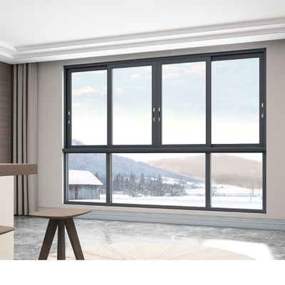 Double Glass Horizontal Soundproof Heatproof Commercial Aluminum Sliding Windows