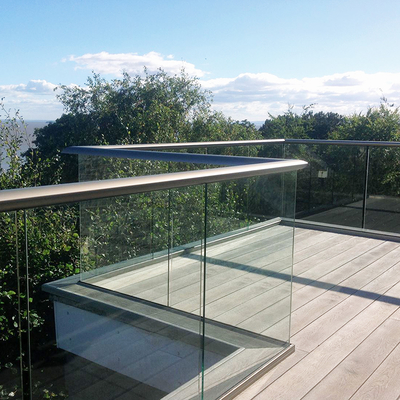Glass Balustrade Handrail Railing System With 12 Aluminum U-Channels Profile