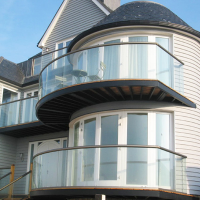 Aluminum Flat Curved Frameless Building Glass Panel , Balcony Glass Balustrade Handrail System