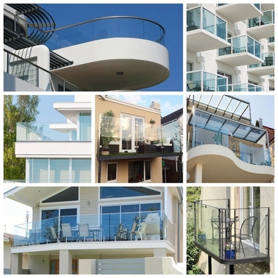 Customized Black Coating Frameless U Channel Glass Railing 12mm Toughened Glass Balustrade