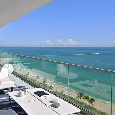 Anti Hurricane Safety Tempered Laminated Glass Exterior Railing Balustrade For Balcony