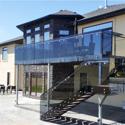 Frameless Outdoor Balcony Tempered Glass Railing System With Standoff Pins