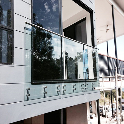 Frameless Outdoor Balcony Tempered Glass Railing System With Standoff Pins