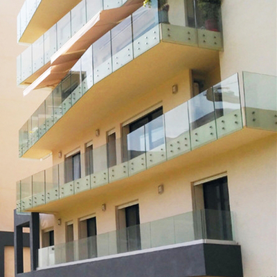 Frameless Outdoor Balcony Tempered Glass Railing System With Standoff Pins