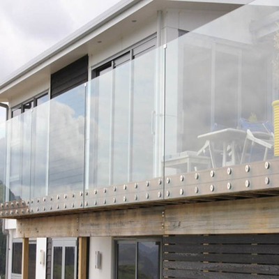 Adjustable Frameless Glass Balcony Railing with Customizable Size and Mirror or Satin Finish