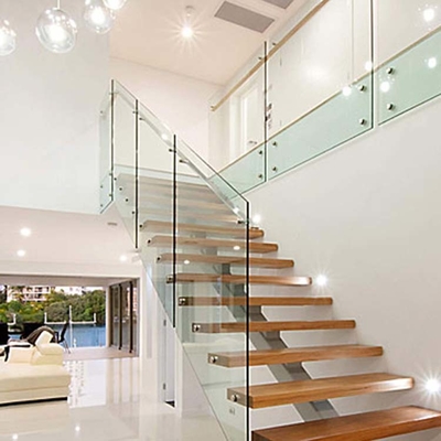 Customized Stair Railings Tempered Glass Fence For Interior Staircase Balustrade