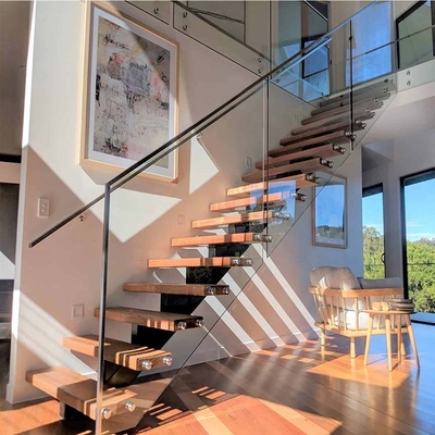 Customized Stair Railings Tempered Glass Fence For Interior Staircase Balustrade