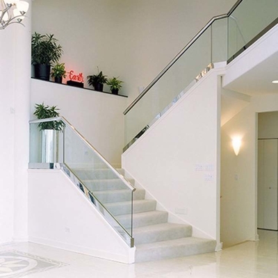 Customized Stair Railings Tempered Glass Fence For Interior Staircase Balustrade