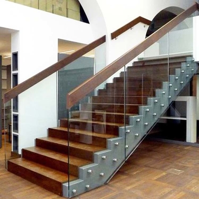 Customized Stair Railings Tempered Glass Fence For Interior Staircase Balustrade