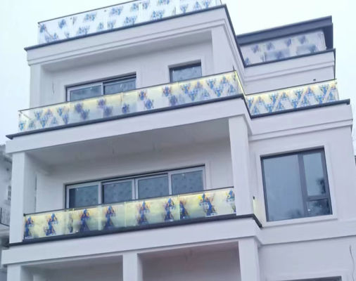 Grey Aluminum U Channel Glass Railing 10mm Thick Frameless Glass Balustrade