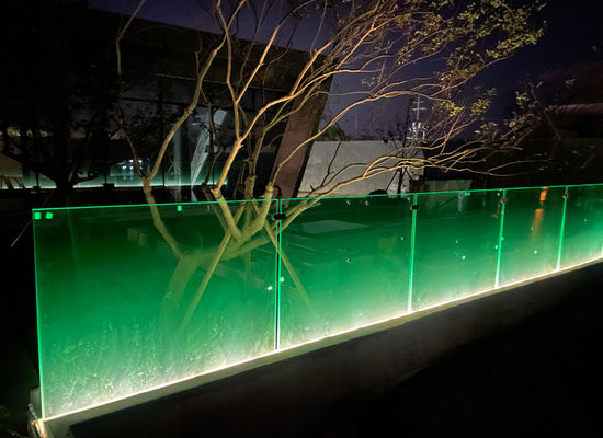 12mm Staircase Frameless Glass Balcony Railing U Channel With LED Light