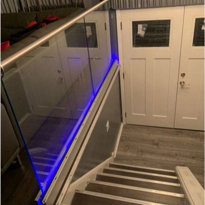 Colorful LED Light Laminated Glass U Channel System Glass Railings for Patios