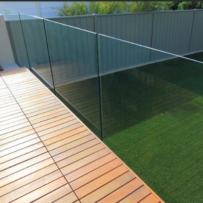 Open View Frameless Glass Railing Balcony Balustrade Glass U Channel With LED Lights