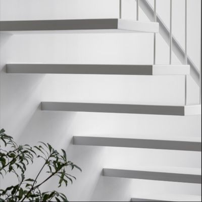 Custom Modern Design Floating Stairs With Quartz Tread And Invisible Mono Stringer