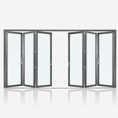 Tempered Glass Aluminum Folding Windows in Gold Oak for Convention Centers