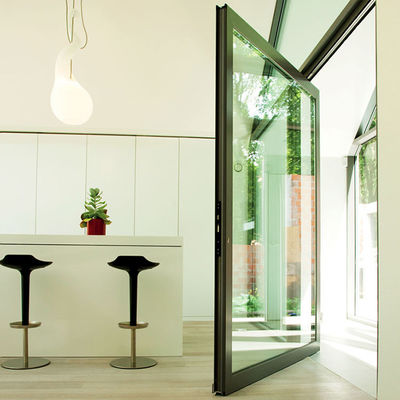 Aluminum Alloy Frame Luxury Design Laminated Tempered Glass Pivot Front Door in Customized Sizes for Single and Double Glass Type