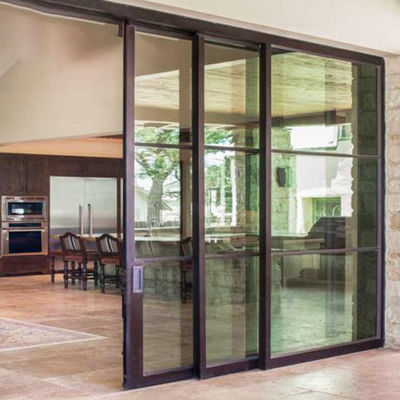 24 Hour Online Support Aluminum Sliding Door with Powder Coated Aluminum Alloy Tempered Glass Stainless Steel