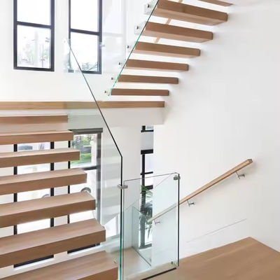 Solid Wood Floating Staircase for Indoor Home DIY Residential House From Foshan Stairs Factory