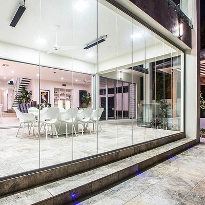 Frameless Bi Folding Double Glazing Door Retractable Glass Patio Door